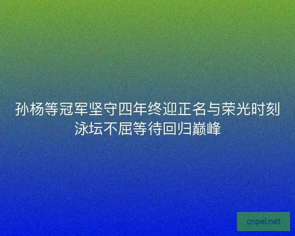 孙杨等冠军坚守四年终迎正名与荣光时刻泳坛不屈等待回归巅峰