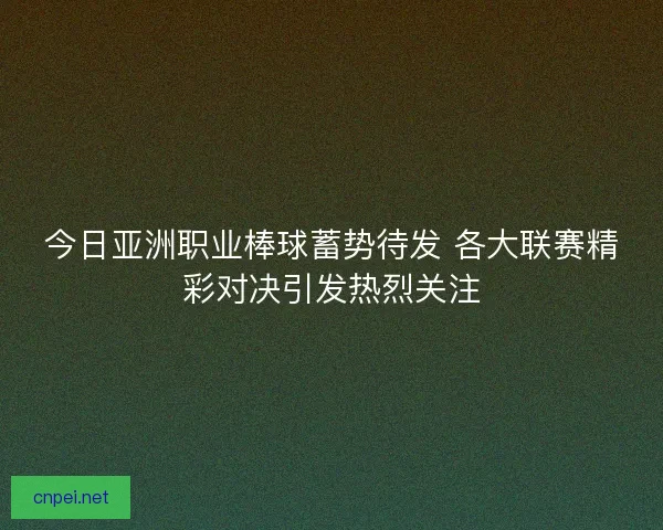 今日亚洲职业棒球蓄势待发 各大联赛精彩对决引发热烈关注