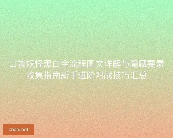 口袋妖怪黑白全流程图文详解与隐藏要素收集指南新手进阶对战技巧汇总